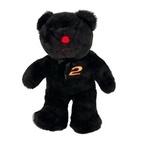 Vintage Black Plush Bear Red Nose & Embroidered "2" Design - 14 Inches Nascar